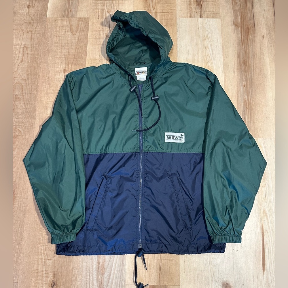 Vintage 90S Walt Disney World Green Navy Single STITCH Windbreaker Jacket S